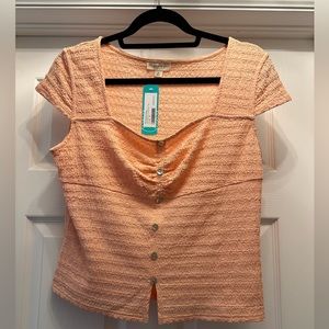 NWT The general good Tiera button front knit top orange | size medium